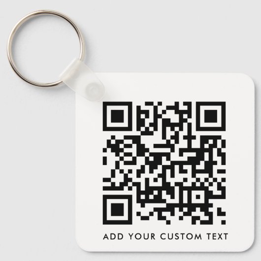 QR-code Minimaliseert eenvoudige, witte aangepaste Sleutelhanger (Voorkant)