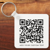 QR-code Minimaliseert eenvoudige, witte aangepaste Sleutelhanger (Voorkant)