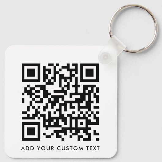 QR-code Minimaliseert eenvoudige, witte aangepaste Sleutelhanger (Achterkant)