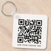 QR-code Minimaliseert eenvoudige, witte aangepaste Sleutelhanger