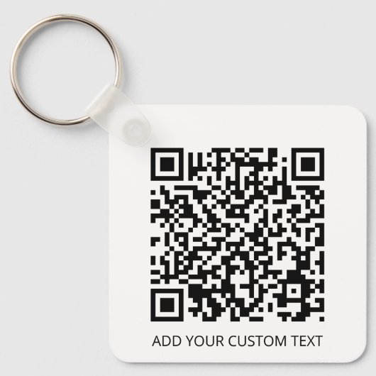 QR-code minimaliseert eenvoudige witte aangepaste Sleutelhanger (Voorkant)