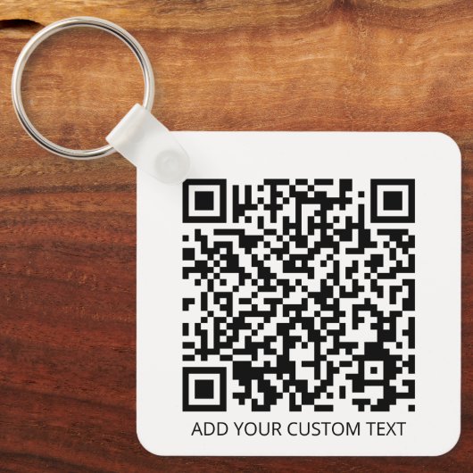 QR-code minimaliseert eenvoudige witte aangepaste Sleutelhanger (Voorkant)