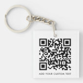QR-code Minimaliseert eenvoudige, witte aangepaste Sleutelhanger (Voorkant)