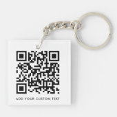 QR-code Minimaliseert eenvoudige, witte aangepaste Sleutelhanger (Achterkant)