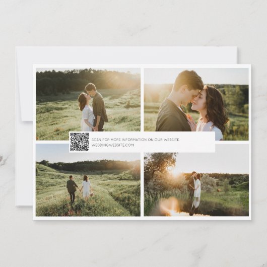 QR Code Minimalist 5 foto Modern Verloving Save The Date (Achterkant)
