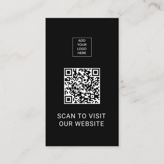QR Code Minimalist Black Custom Logo Networking Visitekaartje (Voorkant)
