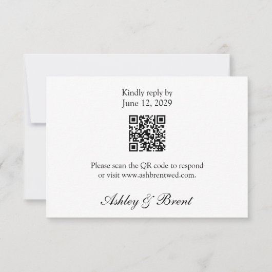 QR Code Minimalist Classic Black White RSVP Card (Voorkant)
