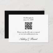 QR Code Minimalist Classic Black White RSVP Card (Voorkant / Achterkant)