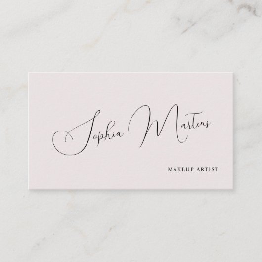 QR code minimalist elegant name script blush Visitekaartje (Voorkant)