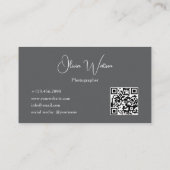 QR Code Minimalist Grijs Schrift Fotograaf Visitekaartje (Achterkant)