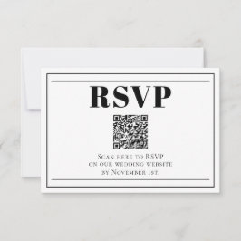 QR Code Minimalist Zwart-wit RSVP-kaart RSVP Kaartje