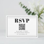 QR Code Minimalist Zwart-wit RSVP-kaart RSVP Kaartje (Staand voorkant)