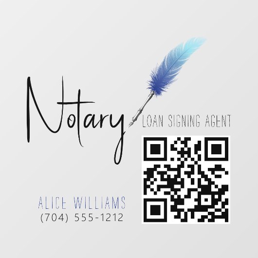 QR-code Minimalistisch Blauw & Wit Notaris Raamsticker (Vel)