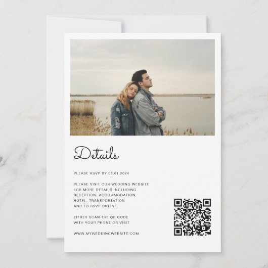 QR-code Minimalistisch Chic Script Alles in één br Kaart (Achterkant)