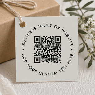 QR-code Minimalistisch eenvoudig grijs budget Bedankjes Labels