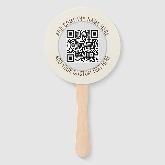 QR Code Minimalistisch Eenvoudig Grijs Rond Budget Handwaaier (Voorkant)