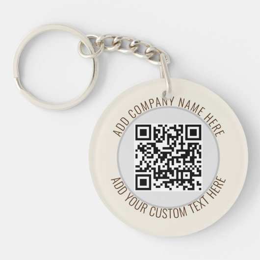QR Code Minimalistisch Eenvoudig Grijs Rond Budget Sleutelhanger (Voorkant)