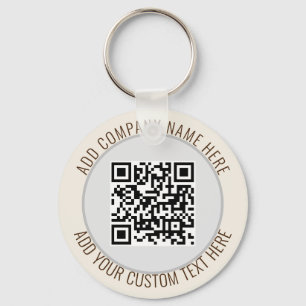 QR Code Minimalistisch Eenvoudig Grijs Rond Budget Sleutelhanger