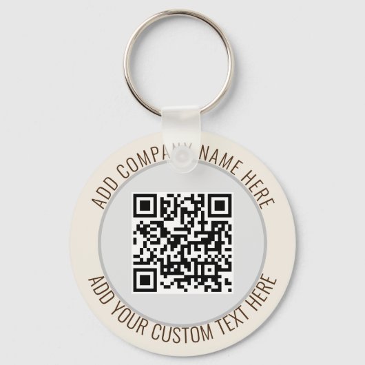 QR Code Minimalistisch Eenvoudig Grijs Rond Budget Sleutelhanger (Voorkant)