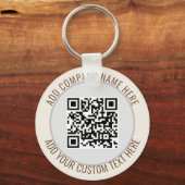 QR Code Minimalistisch Eenvoudig Grijs Rond Budget Sleutelhanger (Voorkant)