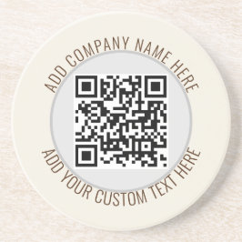 QR Code Minimalistisch Eenvoudig Grijs Rond Budget Zandsteen Onderzetter