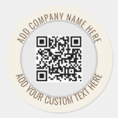 QR Code Minimalistisch Eenvoudig Grijs Ronde Sticker (Voorkant)