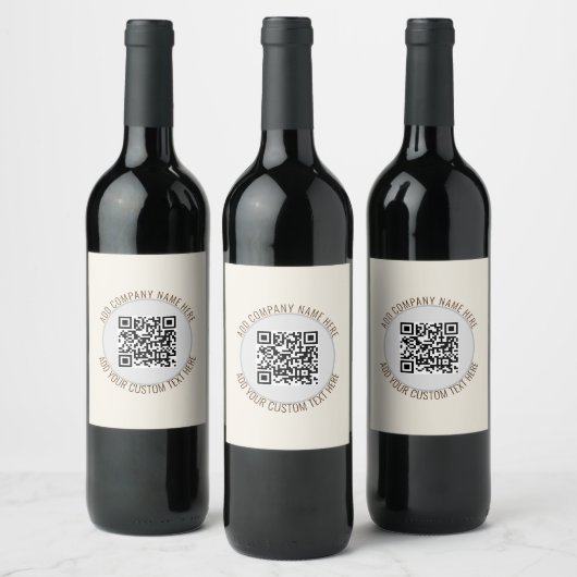 QR-code minimalistisch eenvoudig grijs Wijn Etiket (Flessen)