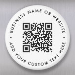 QR-code Minimalistisch, eenvoudig wit rondje reini Magneet<br><div class="desc">Een eenvoudige sjabloon van de douane witte QR codemagneet in een moderne minimalistische stijl die gemakkelijk met uw code QR,  bedrijfsnaam of website en douanetekst kan worden bijgewerkt,  bijvoorbeeld scan me aan.. #QRcode #magnet #business</div>