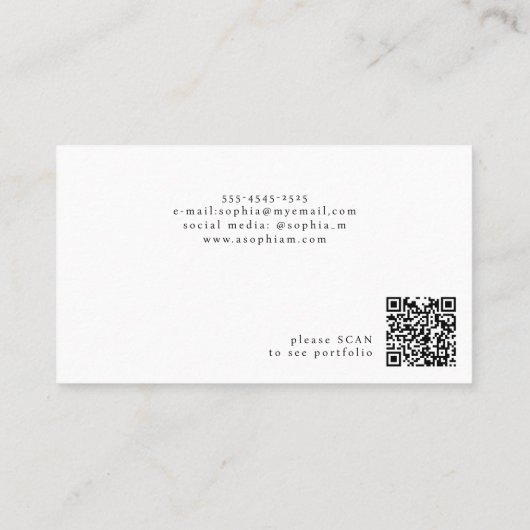 QR-code minimalistisch elegant naamschrift Visitekaartje (Achterkant)
