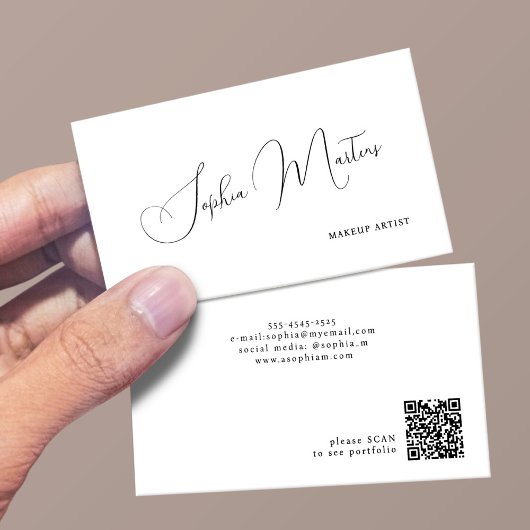 QR-code minimalistisch elegant naamschrift Visitekaartje