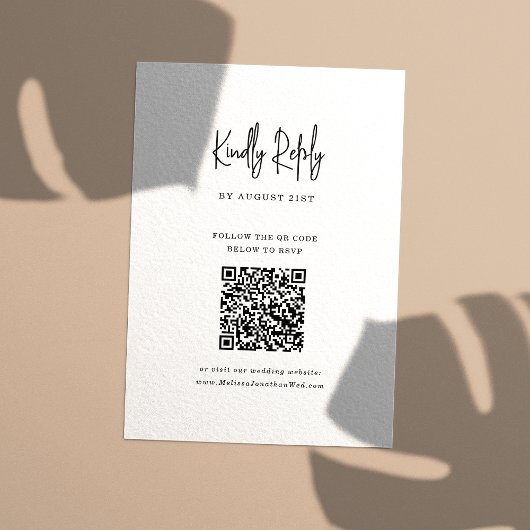 QR Code minimalistisch handgeschreven script bruil RSVP Kaartje