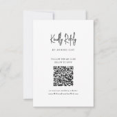 QR Code minimalistisch handgeschreven script bruil RSVP Kaartje (Voorkant)