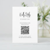 QR Code minimalistisch handgeschreven script bruil RSVP Kaartje (Staand voorkant)