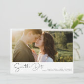 QR Code minimalistisch modern 3 foto Verloving Save The Date (Staand voorkant)