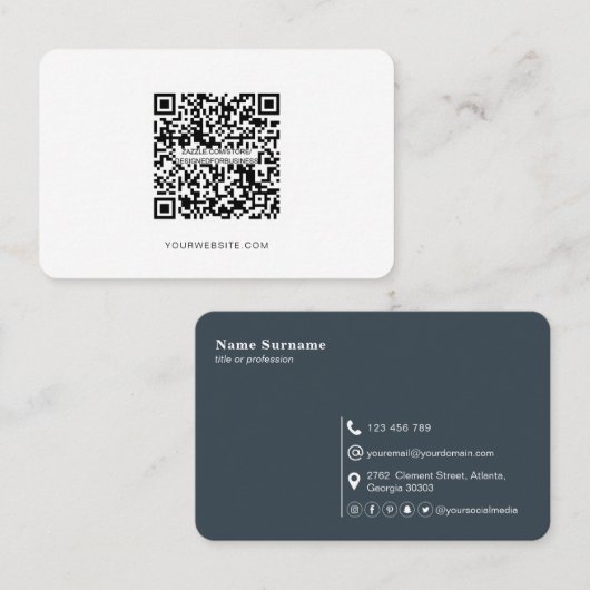 QR-code, minimalistisch modern, eenvoudig, profess Visitekaartje (Voorkant / Achterkant)