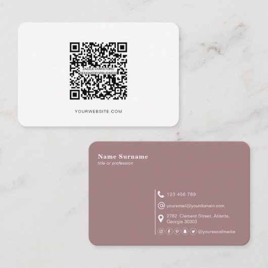 QR-code, minimalistisch modern, eenvoudig, profess Visitekaartje (Voorkant / Achterkant)