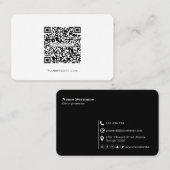 QR-code, minimalistisch modern, eenvoudig, zwart e Visitekaartje (Voorkant / Achterkant)