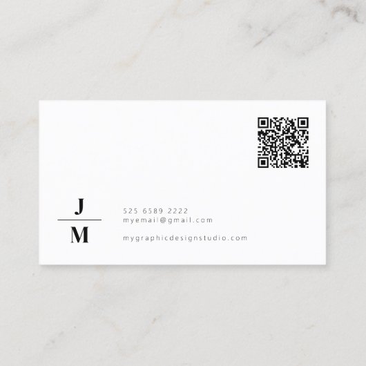 QR-code minimalistisch monogram professional Visitekaartje (Achterkant)