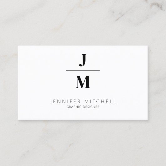 QR-code minimalistisch monogram professional Visitekaartje (Voorkant)