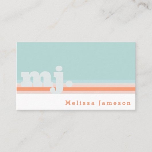 QR-code | minimalistisch monogram van munt en perz Visitekaartje (Voorkant)