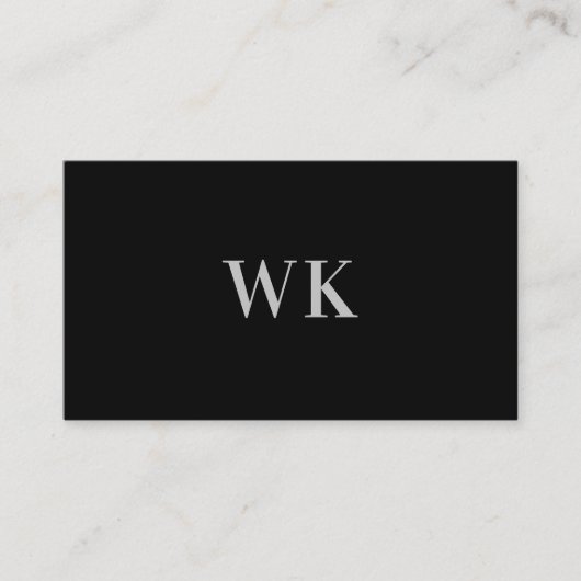 QR-code minimalistisch monogram zwart, zilver grij Visitekaartje (Voorkant)