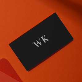 QR-code minimalistisch monogram zwart, zilver grij Visitekaartje