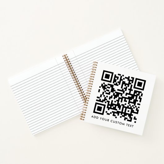 QR Code Minimalistisch Schoon Eenvoudig Wit Aangep Notitieboek (Binnen)
