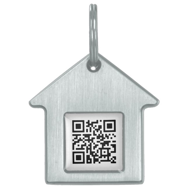 QR-code | Minimalistisch schoon eenvoudig wit scan Huisdieren Naamplaatje (Voorkant)