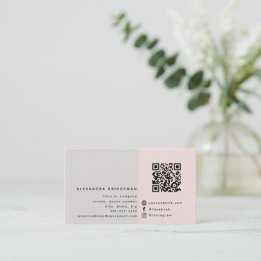 QR-code | Minimalistisch, social media Visitekaart Visitekaartje (Staand voorkant)