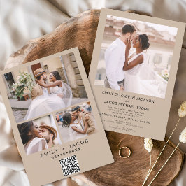 QR-code minimalistisch terracotta Wedding Phot Kaart