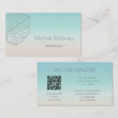 QR-code | Minimalistisch tropisch lef Visitekaartje (Voorkant / Achterkant)