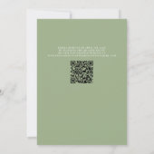 QR-code Minimalistisch Typografie Sage Wedding Kaart (Achterkant)
