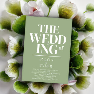 QR-code Minimalistisch Typografie Sage Wedding Kaart