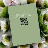 QR-code Minimalistisch Typografie Sage Wedding Kaart